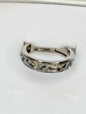 Vonala Silver Crystal Accent Women's Fidget Ring Silver & Blue Size 10